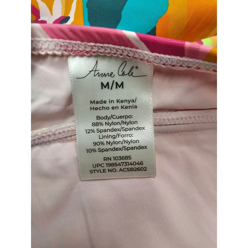 Anne Cole Womens Floral Swim Skirt Pink Nylon Blend Tropical Casual Size Medium